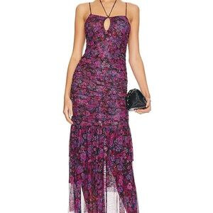 Nicola Midi Dress In Electric Ditsy Size Medium by MISA Los Angeles